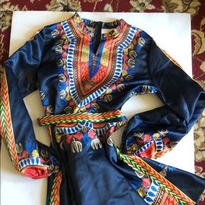 African print long-sleeve dress